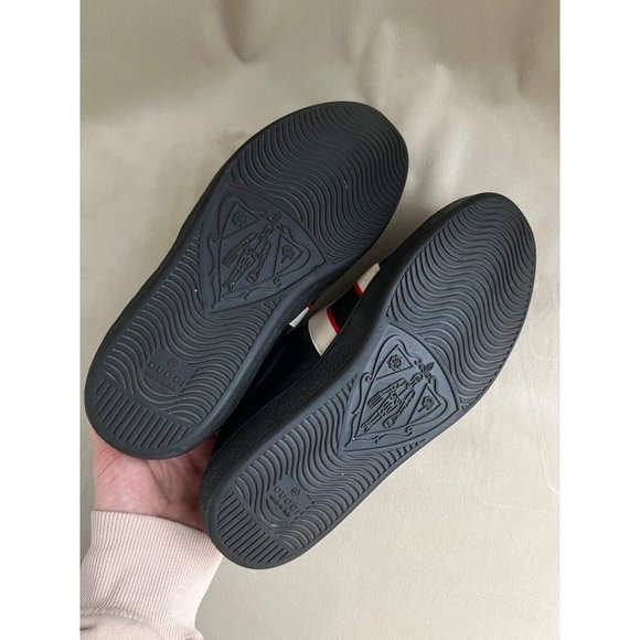 GUCCI ACE MENS BLACK LEATHER SNEAKER 5.5 - Picture 11 of 11